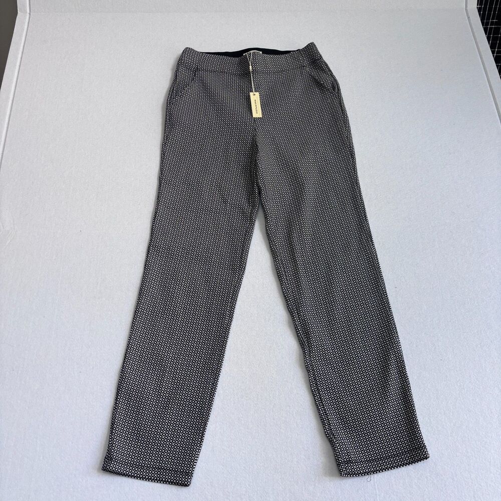 Max Studio Pull On Ankle Dress Pants Women's M Black White Retro Mod Comfort NWT - Picture 1 of 8